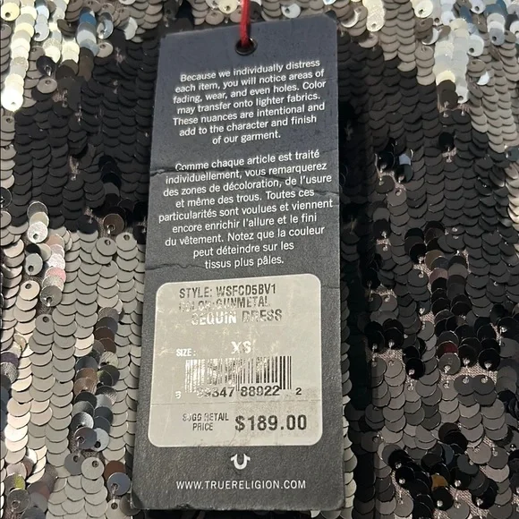 True Religion Silver Sequin Dress with Black Detail - Picture 4 of 11